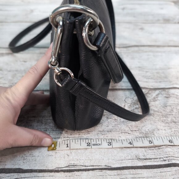 Coach Black Pebbled Leather Crossbody Bag Embossed Horse & Carriage Logo Small - Picture 5 of 10
